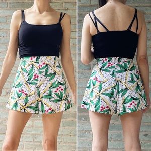 Vintage Culotte Shorts Retro High Rise Gidget Tropical Summer Rayon Tap Pant